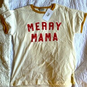 Merry Mama yellow ringer tee, size S